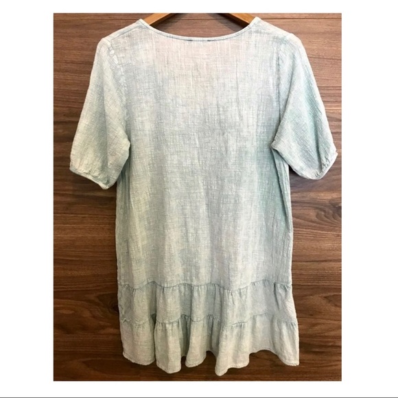 Mint Green Puff Sleeve Ruffle Rim Top - Picture 2 of 7